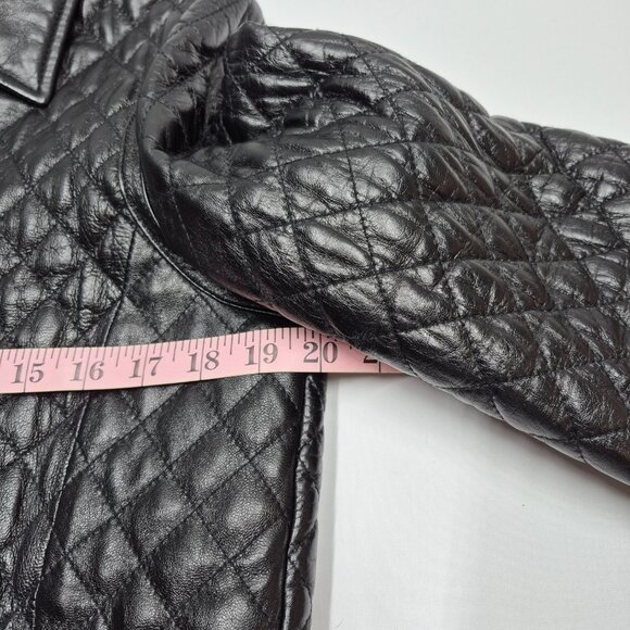 Kenneth Cole Reaction Black Quilted Leather Jacket Button Up Women's Size Medium - Picture 11 of 14